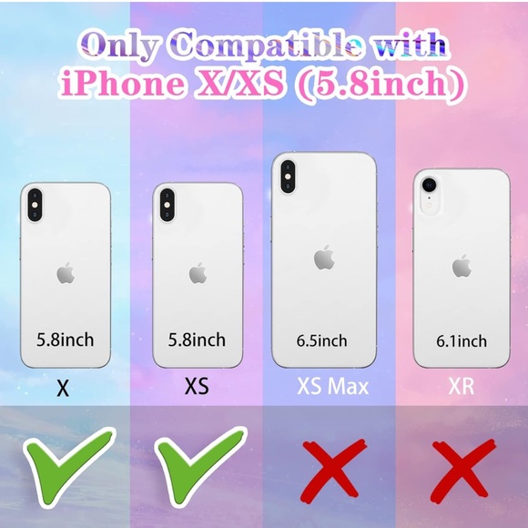 Goocrux (3in1 Case for Apple iPhone X/Xs Butterfly Glitter Handmade Sequin clear - Picture 3 of 4